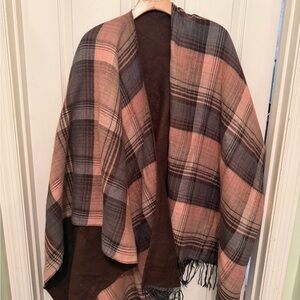 Plaid Pink and Brown Women's Poncho